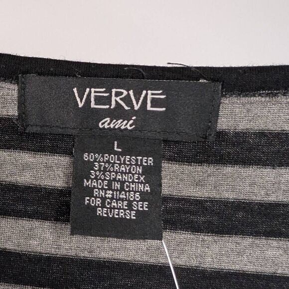 Verve Ami L Gray Black Striped Bandage Top Y2K Art To Wear Career Office Evening - Picture 5 of 5